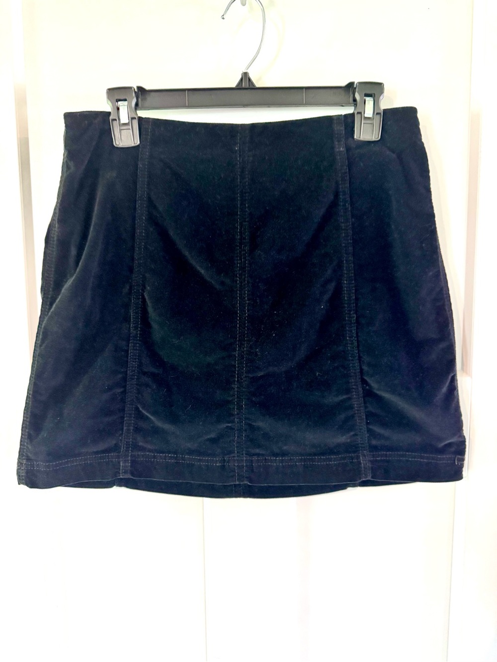 Free People Black Velvet Corduroy Mini Skirt A-Line Boho Size 12